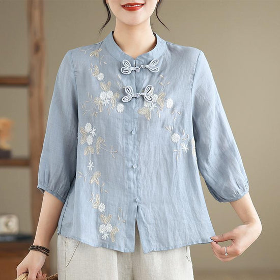 Chinese Button Knots Embroidered Women&