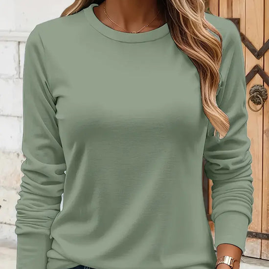 Unprinted Cotton Top Solid Color Casual